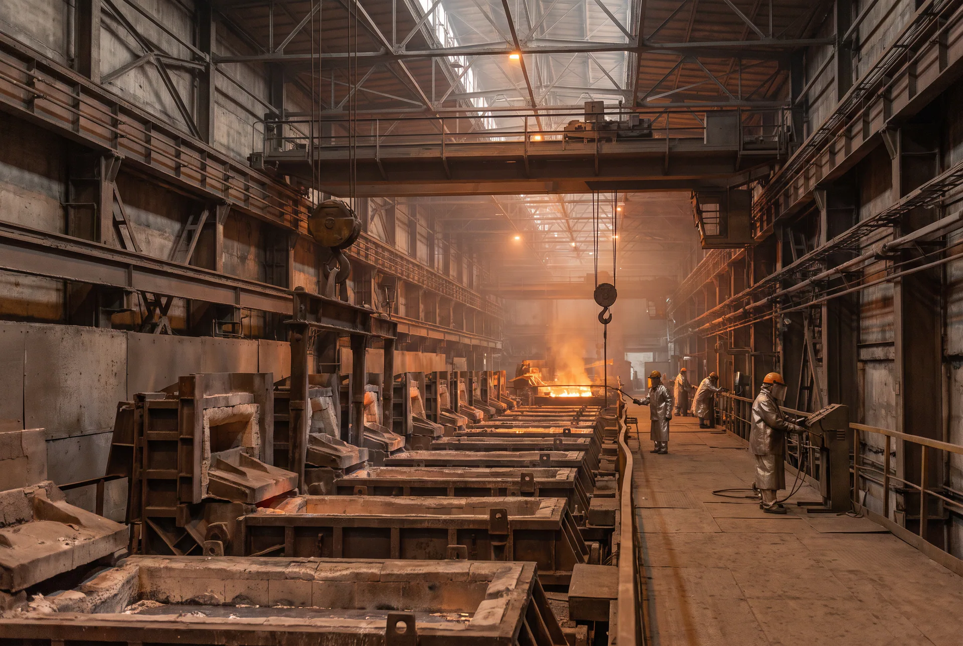 Generic industrial mechanical scene in an aluminum smelter, with no identifiable client or facility.
